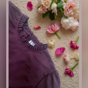 NWOT Ruffle Plum Long Sleeve Top